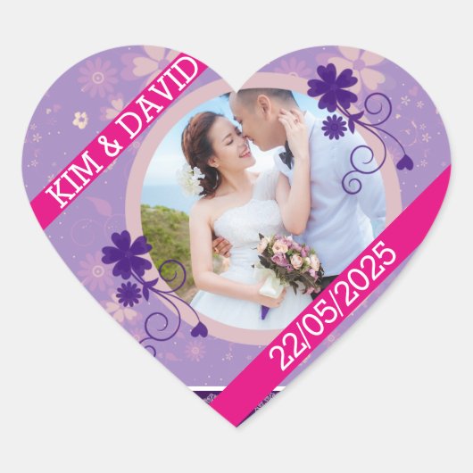 Trouwfoto Dank Je Sticker Hartvormig (Voorkant)