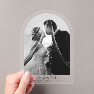 Trouwfoto Dank je wel Arch Acryl Uitnodigingen