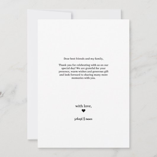 Trouwfoto Dank je wel kaart | Eenvoudige scriptsti (Achterkant)