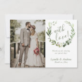 Trouwfoto Dank je wel met namen Bedankkaart (Voorkant)