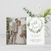 Trouwfoto Dank je wel met namen Bedankkaart (Staand voorkant)