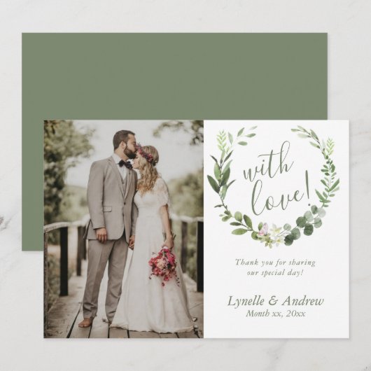 Trouwfoto Dank je wel met namen Bedankkaart (Voorkant / Achterkant)