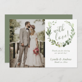 Trouwfoto Dank je wel met namen Bedankkaart