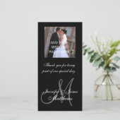 Trouwfoto Dank u bericht Monogram namen Bedankkaart (Staand voorkant)