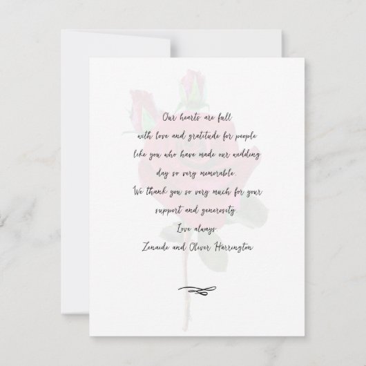 Trouwfoto Dank u bericht zwart rood Bedankkaart (Achterkant)