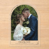 Trouwfoto Dank u Bloemenboog Acryl Uitnodigingen (Voorkant)