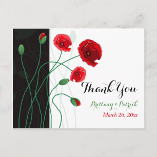 Trouwfoto Dank u Briefkaart   Red Poppies