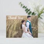 Trouwfoto Dank u Dubbelzijdig Custom Bedankkaart (Staand voorkant)