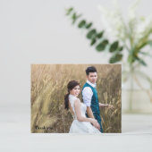 Trouwfoto Dank u dubbelzijdige marine Briefkaart (Staand voorkant)