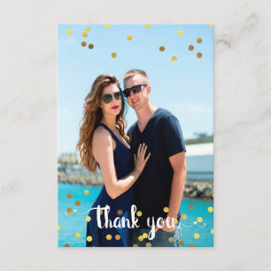 Trouwfoto Dank u Faux Gold Foil Confetti Bedankkaart