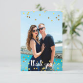 Trouwfoto Dank u Faux Gold Foil Confetti Bedankkaart (Staand voorkant)
