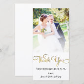Trouwfoto Dank u glanzende faux gouden folie Bedankkaart (Voorkant / Achterkant)