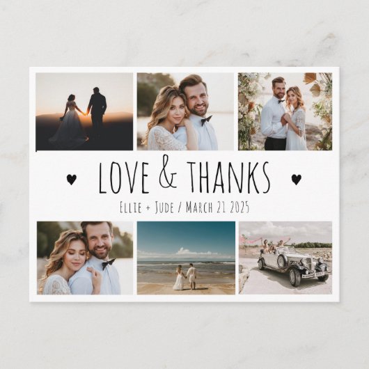 Trouwfoto Dank u kaart Multi foto (Voorkant)