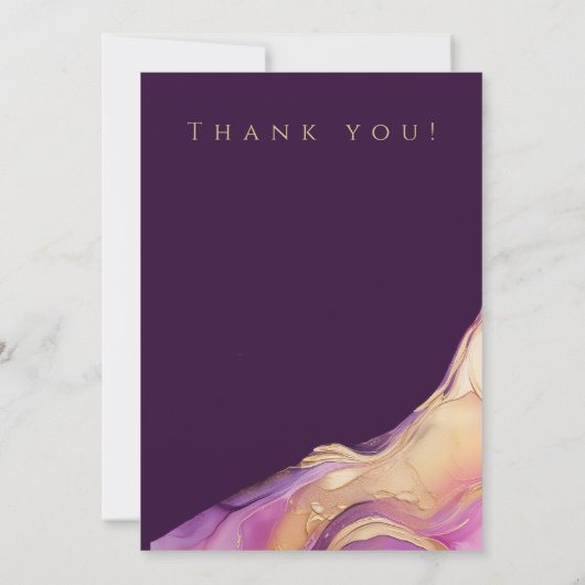 Trouwfoto - Dank u - Paarse en gouden Kaart (Achterkant)