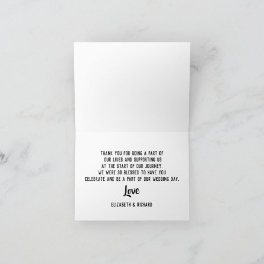 Trouwfoto Dank u Script Kalligrafie Bedankkaart (Binnen)