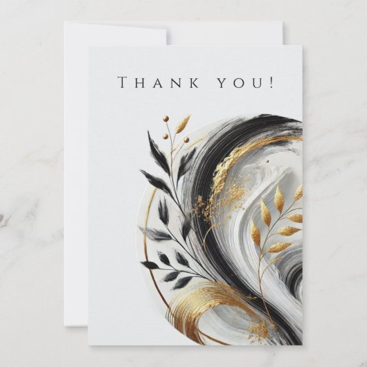 Trouwfoto - Dank u - Zwart Wit en Goud Kaart (Achterkant)