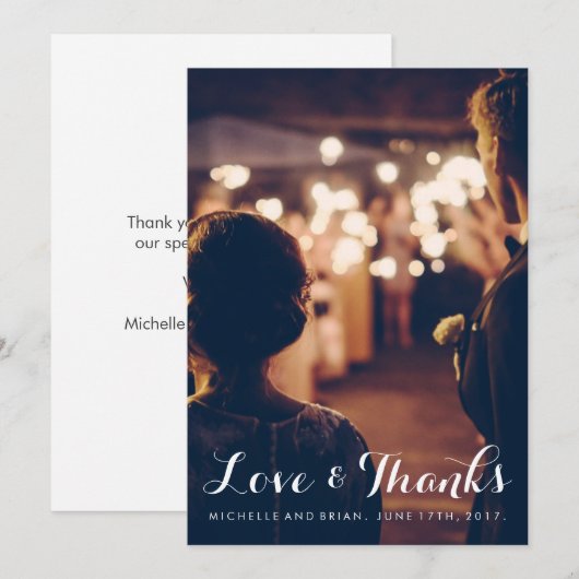Trouwfoto Dankjewel Trouwkaart Bedankkaart (Voorkant / Achterkant)