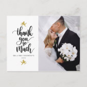Trouwfoto Dankjewelansichtkaart met gouden Cupido' Briefkaart (Voorkant)