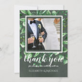Trouwfoto dankkaart met tekst beide zijden kaart (Voorkant)