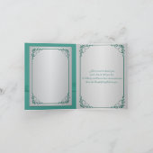 Trouwfoto Dankkaart met Turkoois, Zilveren Bloemen Bedankkaart (Binnen)