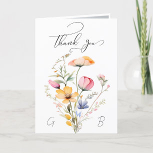 Trouwfoto Dankkaart met Wilde Bloemen uit de Weide Bedankkaart