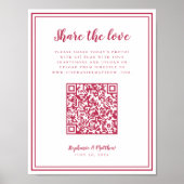 Trouwfoto Delen De Liefde QR Scan Code Magenta Poster (Voorkant)