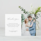 trouwfoto delicaat met briefje bedankt (Staand voorkant)