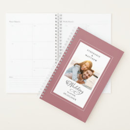 Trouwfoto Dusty Rose Elegent Schrift Huwelijkstrad Planner