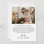 Trouwfoto Eenvoudig Elegant Hart Dank u kaart (Achterkant)