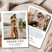 Trouwfoto Eenvoudig Elegant Script Dank u kaart