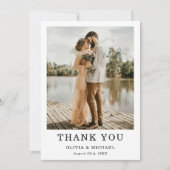 Trouwfoto Eenvoudig Elegant Script Dank u kaart (Voorkant)