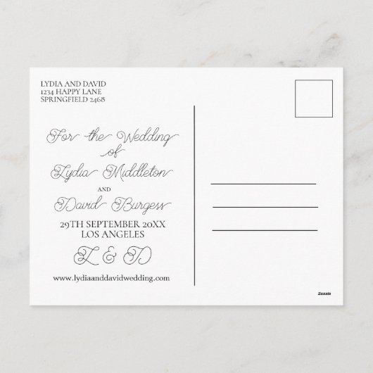 Trouwfoto Eenvoudig wit Bewaar de datum Feestdagenkaart (Achterkant)