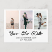 Trouwfoto Eenvoudig wit Bewaar de datum Feestdagenkaart (Voorkant)