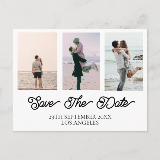 Trouwfoto Eenvoudig wit Bewaar de datum Feestdagenkaart (Voorkant)