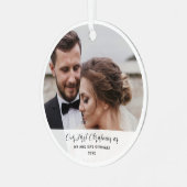 Trouwfoto Eerste kerst Getrouwd Custom Metalen Ornament (Voorkant links)