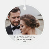 Trouwfoto Eerste kerst Getrouwd Custom Metalen Ornament (Achterkant)
