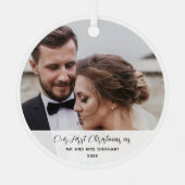 Trouwfoto Eerste kerst Getrouwd Custom Metalen Ornament (Voorkant)