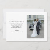 Trouwfoto Elegant Script Lettertype Dank u kaart (Achterkant)