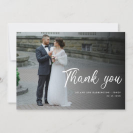 Trouwfoto Elegant Script Lettertype Dank u kaart