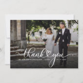 Trouwfoto Elegant Script Lettertype Dank u kaart (Voorkant)