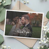 Trouwfoto Elegant script met de hand geschreven Bedankkaart