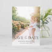 Trouwfoto Elegante Script Save The Date (Staand voorkant)