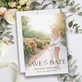 Trouwfoto Elegante Script Save The Date
