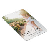 Trouwfoto Elegante Script Save The Date Magneet (Rechterzijde)