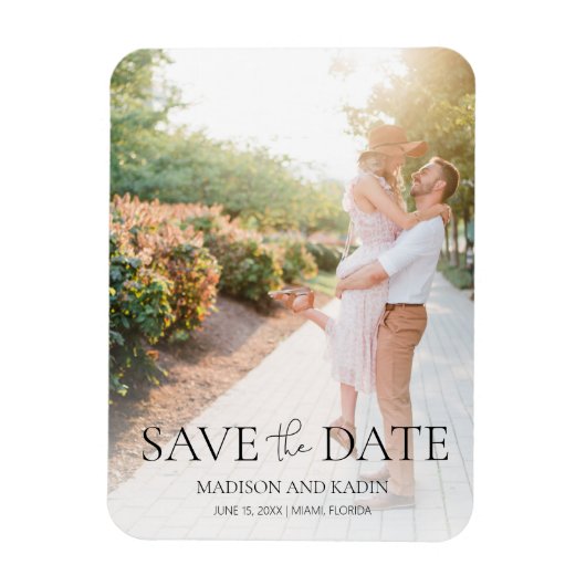 Trouwfoto Elegante Script Save The Date Magneet (Verticaal)