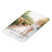 Trouwfoto Elegante Script Save The Date Magneet (Linkerzijde)