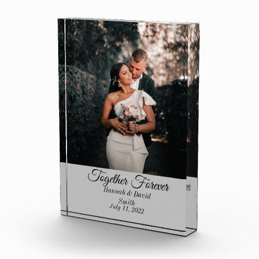 Trouwfoto en naam blok grijs ter herinnering aan j (Rechts)