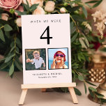 Trouwfoto Fun Pink Kaart<br><div class="desc">Leuke lichtroze bruiloft receptie tafel nummers. Elk tabelnummer komt overeen met foto's van de bruid en bruidegom op dezelfde leeftijd (voor tabel 4 bijvoorbeeld, voeg foto's van de bruid en bruidegom toe toen ze 4 jaar oud waren). Als u een groot aantal tabellen hebt, verdeel ze dan in tweeën en...</div>