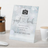 Trouwfoto gastboek hartscript winter reclamebord met voetstuk (Insitu)