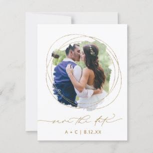 Trouwfoto Geometrisch Groen Waterverf Save The Date